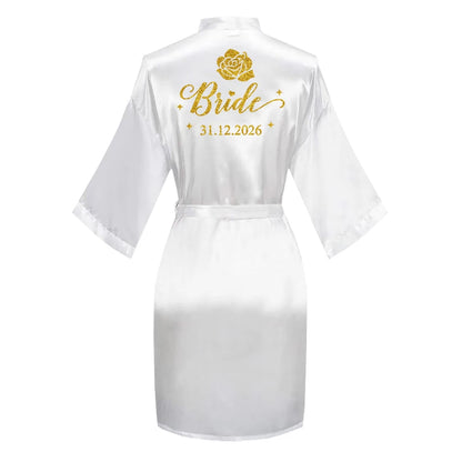 Personalized Text Logo Wedding Bathrobe Bridal Robe Bride Bridesmaid Wedding Robes Woman Bachelorette Hen Party