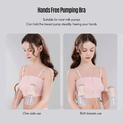 Maternity Bra Hands Free Pumping Bra Adjustable Cotton Breast Pump Bra No Steel Ring Nursing Bra for Breast Pump