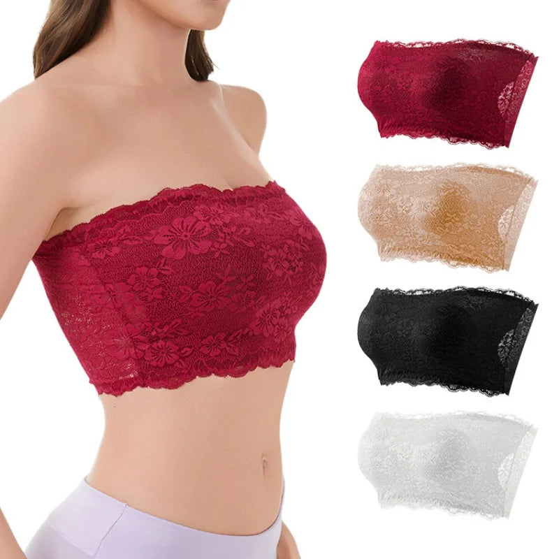 Women's Plus Size Body Shaping Underwear Strapless Sexy Lace Bra Comfortable Breathable Sports Bra