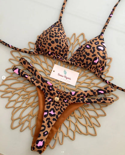 2025 New Sexy Prints Mciro Bikini Set Women Holiday Swimsuit Lace-up Swimwear 2 Piece Set Backless Biquine Brasileiro Beachwear