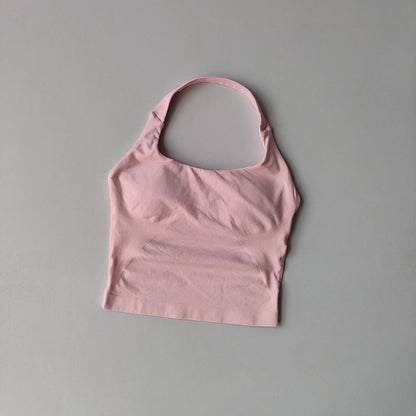 Women's Backless Hanging Necks Fitness Bra Workout Tops Yoga Crop Sports Vest Sexy Gym Fitness Tank Top for Athletic Women