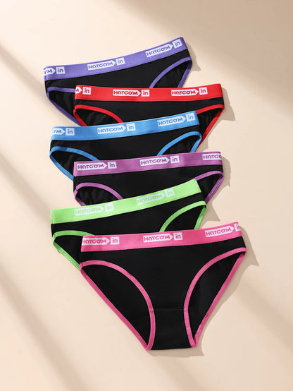 6Pcs/Set Women Cotton Panties Soft Underpants Sexy Black Underwear Girls Briefs Breathable Stretch Panty Female Lingerie XS-L