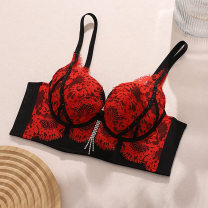 Women's Lace Bra Minimizer Bras 3/4 Cup Non-Padded Underwire Floral Embroidery for Female Plus Size Bra 70 75 80 85 90 BCD