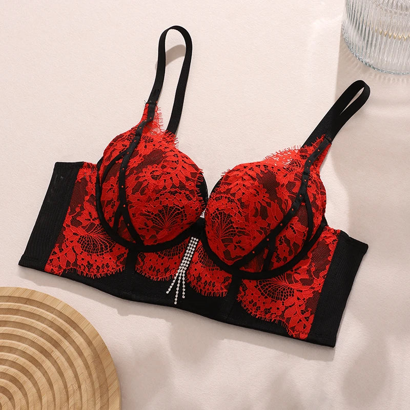Women's Lace Bra Minimizer Bras 3/4 Cup Non-Padded Underwire Floral Embroidery for Female Plus Size Bra 70 75 80 85 90 BCD