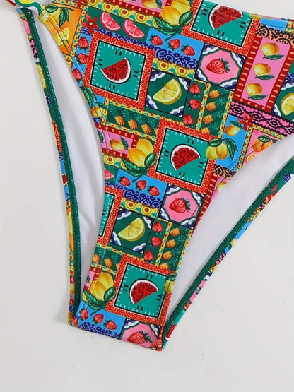 Strappy  V Wire Bikinis 2026 Sexy Triangle Swimwear Female Printed Swimsuit Women Bather Bathing Swimming Suit Padded Beachwear