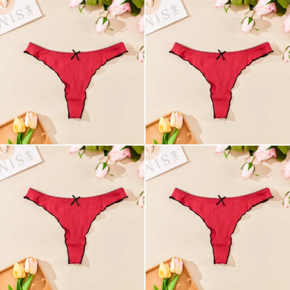 4PCS Breathable Comfortable Cotton Women's Thong Sexy G-string Skin-friendly Women's Underwear Seamless Stretchy Women's Panties