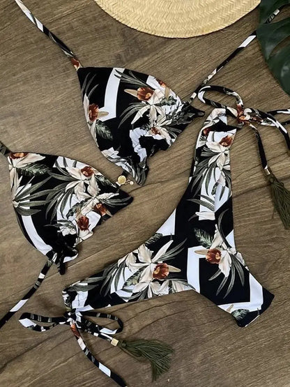 RUOTONGSEPT Sexy Print Bikinis Set Women Swimsuit Bandage Two-Piece Swimwear Brazilian Biquínis Beachwear Bathing Suit 2022 New