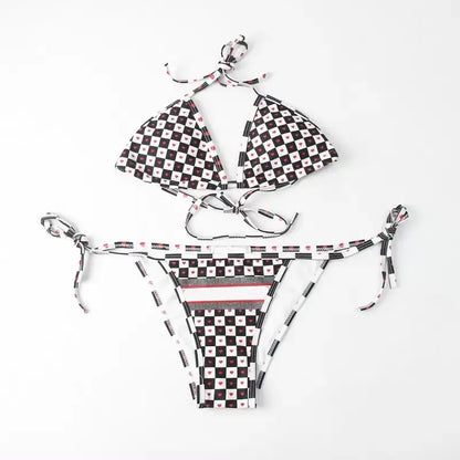 2025 Summer New Women's Outdoor Beach Swimsuit Sexy Hanging Neck Strap Split Bikini