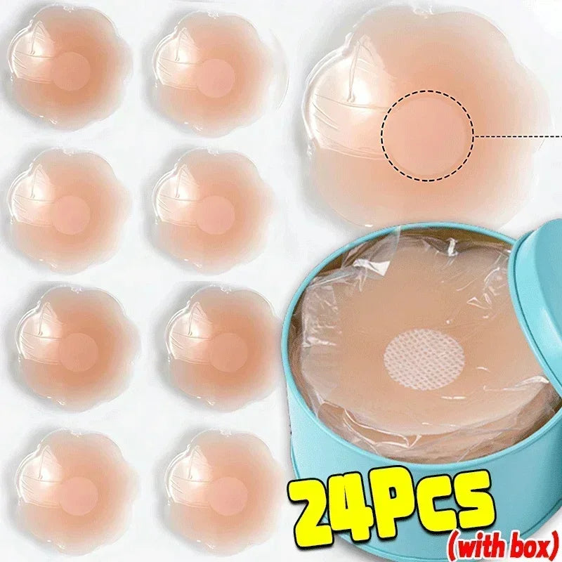 Reusable Women Breast Petals Push Nipple Cover Invisible Petal Adhesive Strapless Backless Stick on Bra Silicone Breast Stickers