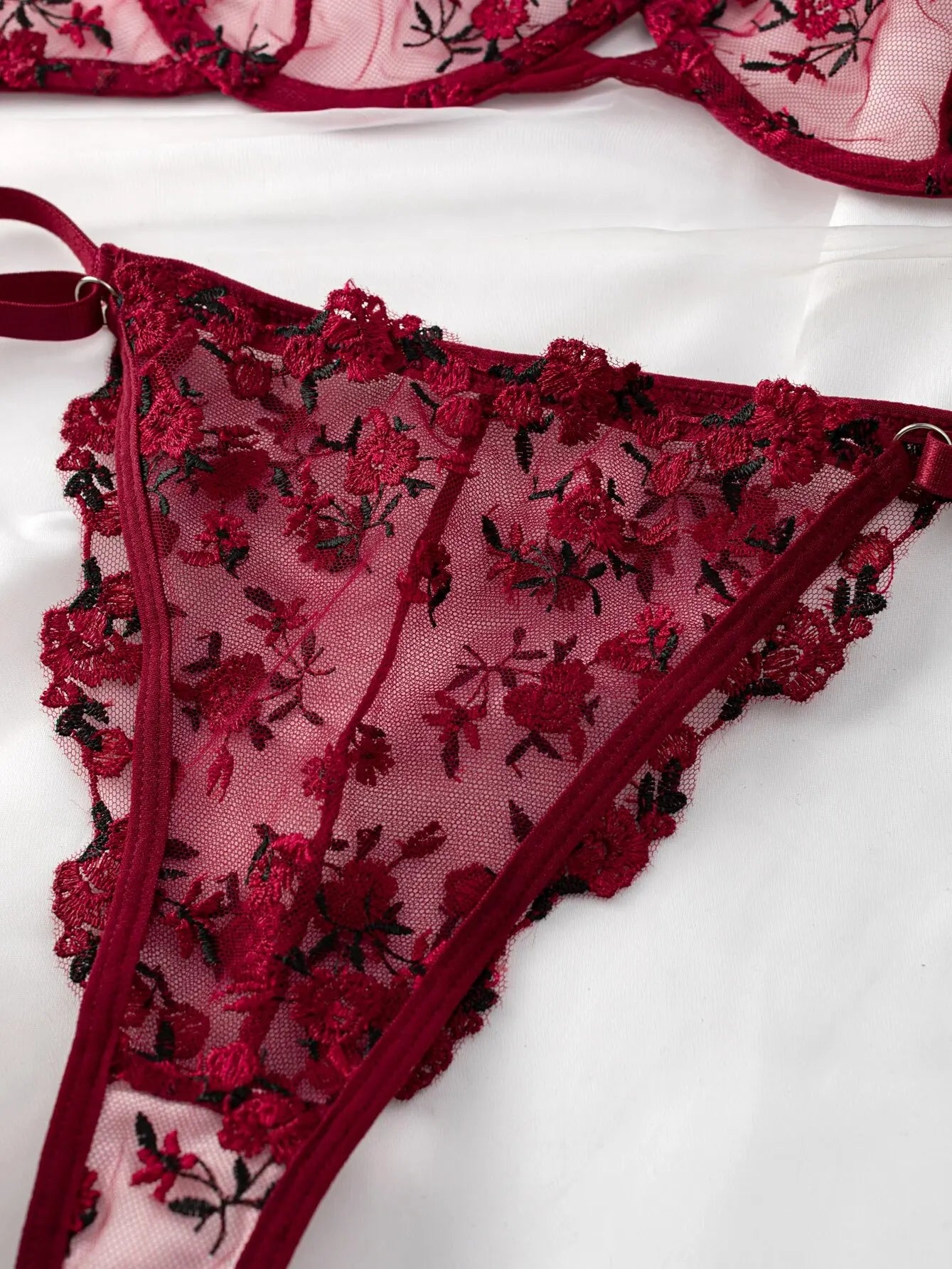 2-Piece Lace Bra Set Women Floral Embroidery Underwear Set Transparent Pink Panty Set 2023 Lingerie Set for Women