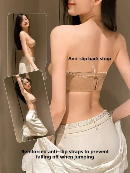 12CM Extreme Push Up Strapless Bra - No Wire, Back Support, Adhesive Sticky Bra for Lift Cleavage Non-Slip Invisible Nude Bra