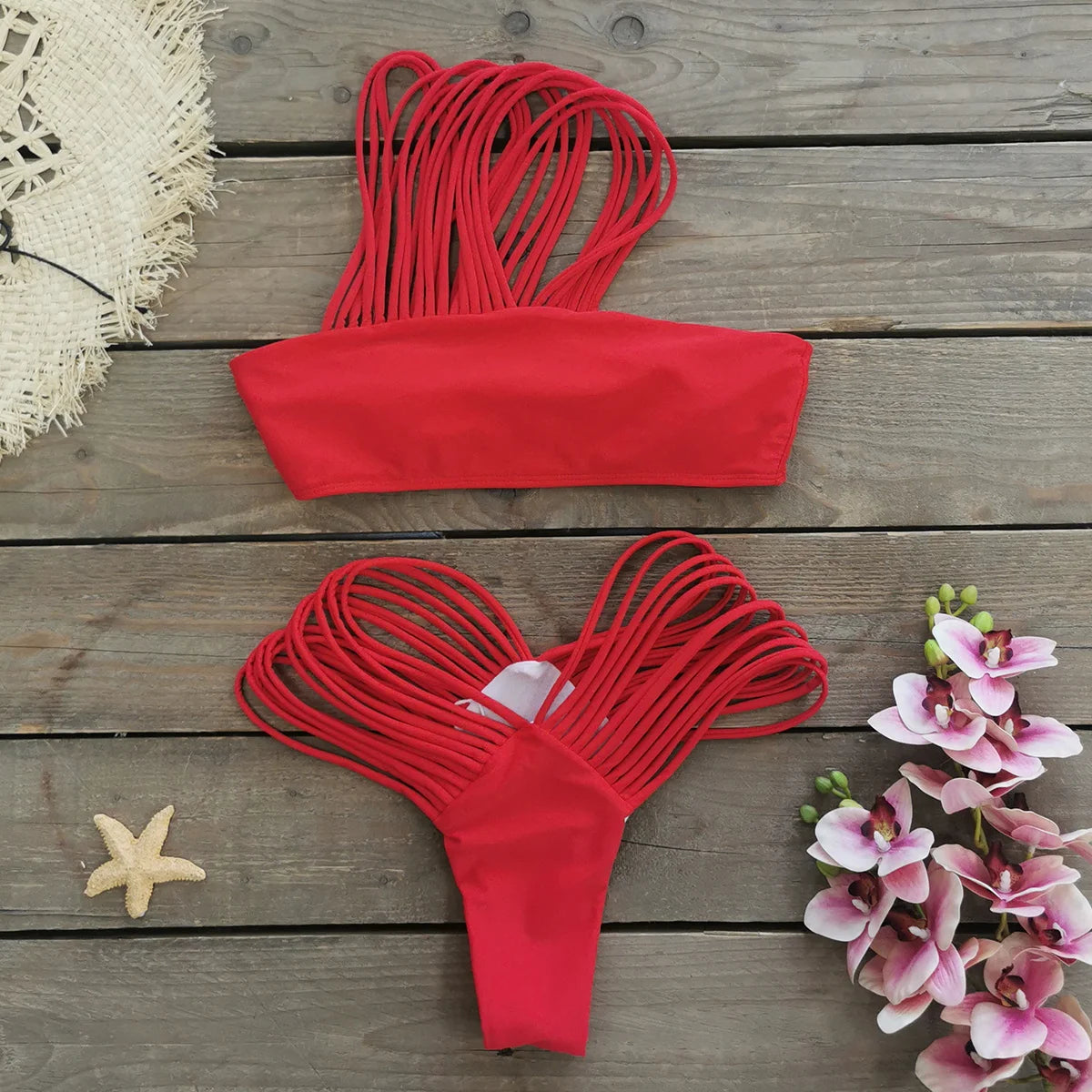 Sexy Strappy Micro Bikini Set for Women, Two Piece Swimsuit, High Cut Swimwear, Brazilian Beachwear, Bathing Suit, 2024