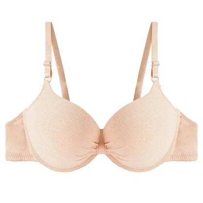 Sexy Women Cotton Gathered Bra Deep V Underwire Ladied  Brassiere Push Up Lingerie Solid Bras Backless Intimate Underwear
