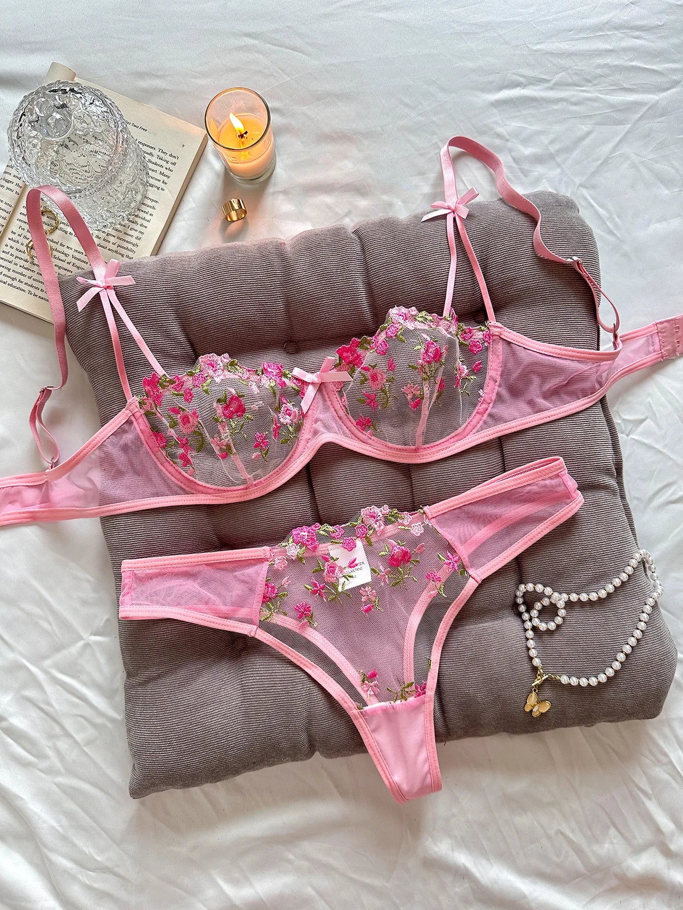 New Sexy Lace Floral Lingerie Set Women's Underwear Transparent Bra Party Sets Lace Lingerie Bra Set Underwear Set S-XL Size