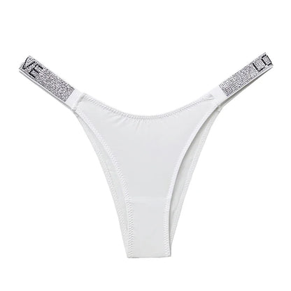 Shiny Rhinestone Thong Women Low Waist Panties Sexy Underwear Ladies Briefs Lingere Panty Underware Womens Lingerie Thongs
