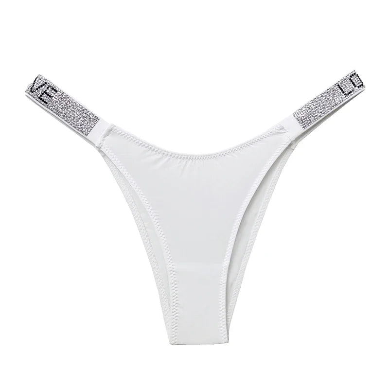Shiny Rhinestone Thong Women Low Waist Panties Sexy Underwear Ladies Briefs Lingere Panty Underware Womens Lingerie Thongs
