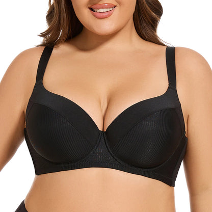 Sheroine Plus Size T-Shirt Bra, Push Up Underwire Lightly Padded Full Coverage Plunge Bras for Women Supportive Comfort