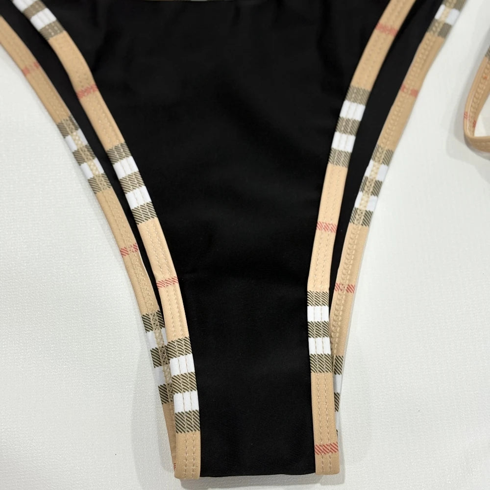 Luxury Brand Design Stripe Halter Bikini Women Swimwear Female Swimsuit Two Pieces Bikini Set Sexy Bathing Suit Swim Beach Wear