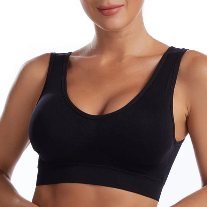 S-7XL Sports Yoga Shockproof Women's Bra Removable Breast Pad Bralette Sexy Elastic Beautiful Back Tops Comfort Cotton Sleep Bra