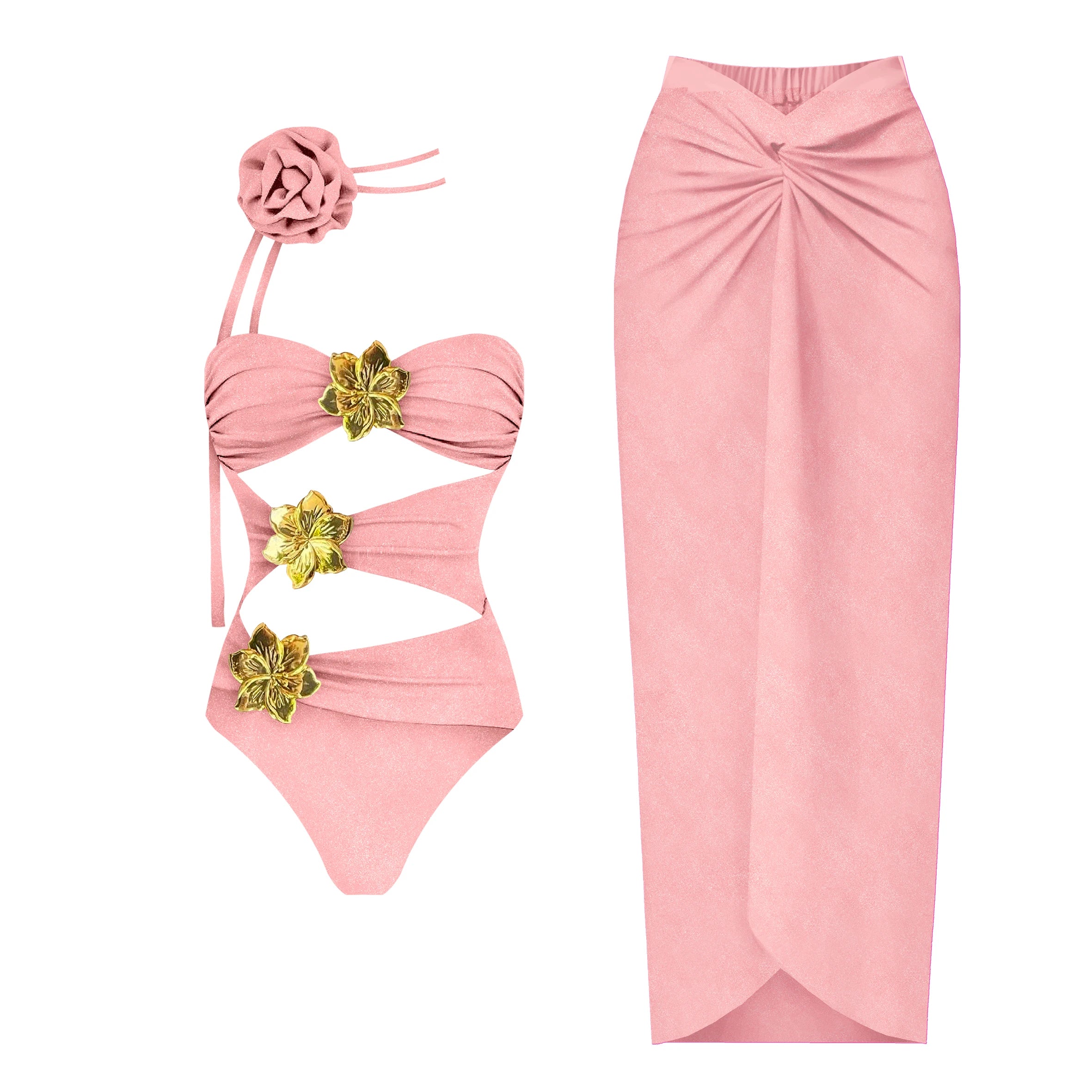 2024 High Quality One Piece Swimsuit Floral Ruffle Printed Push Up Women Bikini Set Swimwear Slimming Bathing Suit Beach Wear