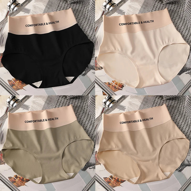 FallSweet 4PCS High Quality Women's Cotton Panties Seamless Briefs Plus Size Woman Lingerie Sexy Female Invisible Underwear M-XL