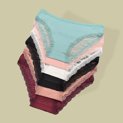 Moonflame 5 Pcs Female Underwear Girls Low Rise Cotton Briefs Sexy Lace Adult Women's Sexy Panties