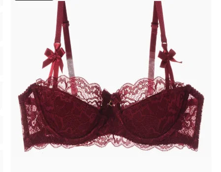 MOYISU Rabbit Ear AB Cup Pure Desire Girl Bra Set | Pull-up Bra with Bow | Breathable French lace Bra | Anti-slip Cup Date Night