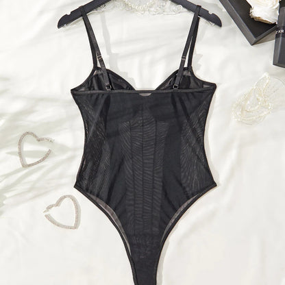 Sexy Bodysuit Lingerie Tight Fitting Women Deep V-neck Shaping Adjustable Shoulder Straps Reinforced Sexy Soft Padded Bra Top