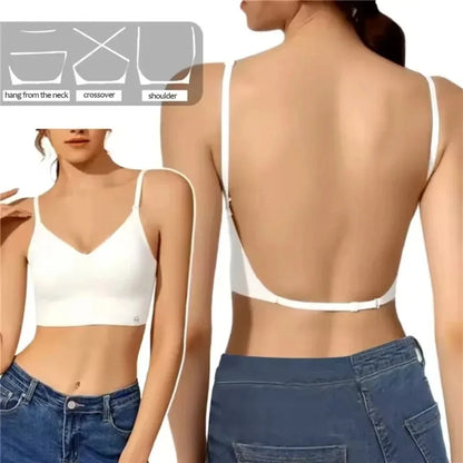 Fashion Nylon Cotton Women's Invisible Bra No Steel Frame Backless U Plunge Bras Breathable Brassiere Women Girls