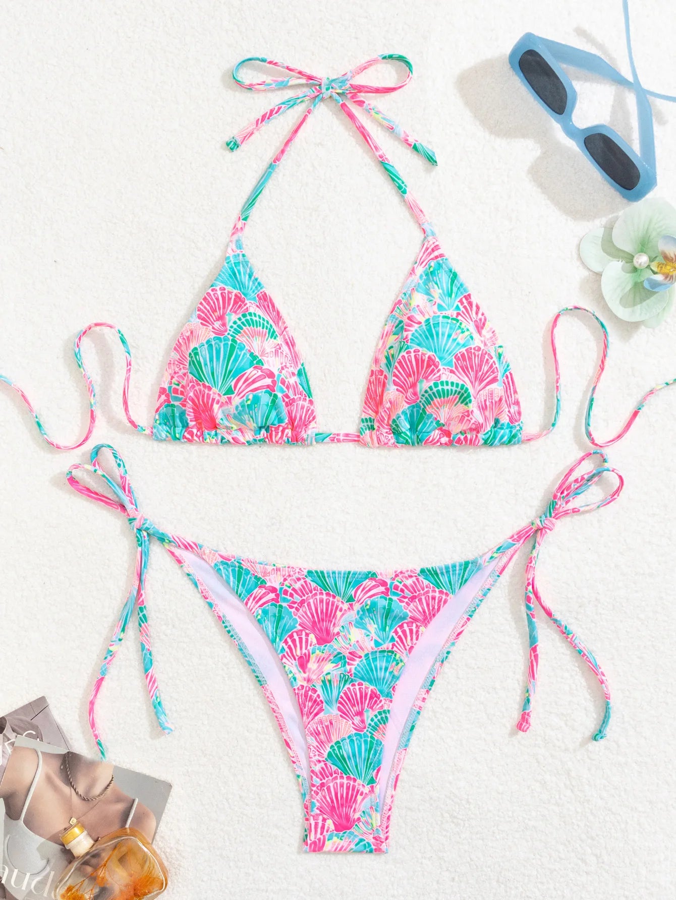 2025 New Women's Bikini Set  Adjustable Tie Side Bandage Swimwear High-End Sexy Two-Piece Bathing Suit Summer Beach Push Up