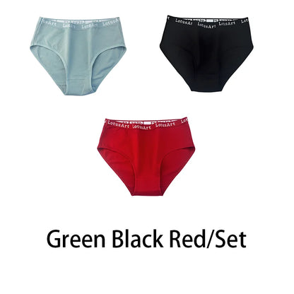 3PCS/Set Women Cotton Solid Seamless Underwear Sexy Plus Size Panties Letter Lingerie Mid Waist Comfortable Briefs NKT2123