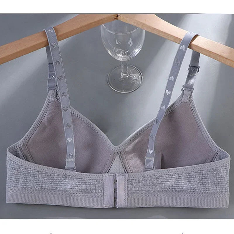 Women Cotton Underwear AB Cup Bra Wireless Gathered Comfort V Brassiere Push Up Lingerie Bralette Girls Seamleass Sports Bras