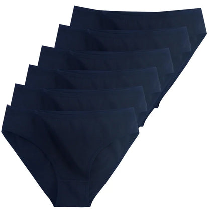 6pcs Women Panties Girl Sexy Underwear Solid Color Middle-Waisted Briefs Female Ventilation Soft Cotton Women's Underpants