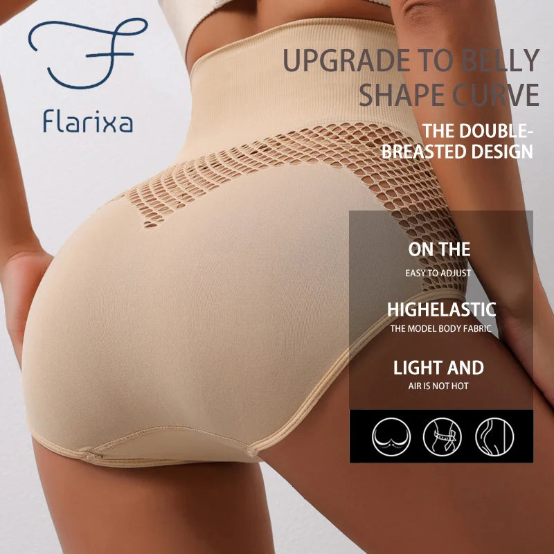 Flarixa 1/2/3Pcs Hollow Belly Control Shapewear Women Panties High Waist Double Layer Tummy Shaper Heart-shaped Hip Lift Pants