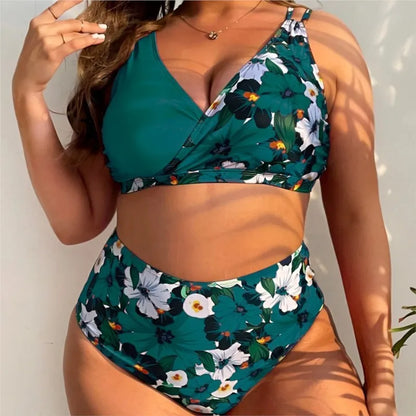 L-5XL Plus Size High Waist Bikini Women's Push Up Large Size 3XL 4XL Swimsuit Summer Mujer Tummy Control Swimwear Bikini Sets