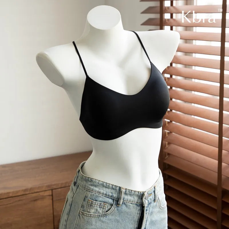 Japanese Style Strapless Bra Halter Top for Women with Push Up Pads Backless Cross Back One Piece Bandeau Comfortable Seamless