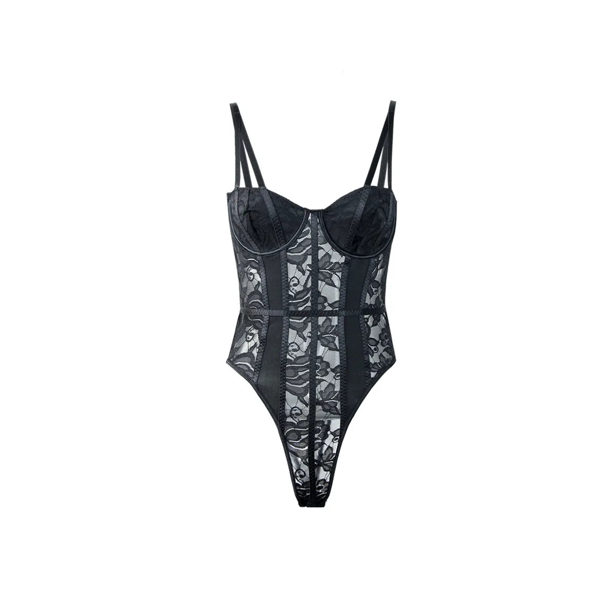 Lace Bodysuit for Women Sexy Bodies Elegant Women's Top 2025 Autumn New Solid Bodycon Ribbed Bodysuits