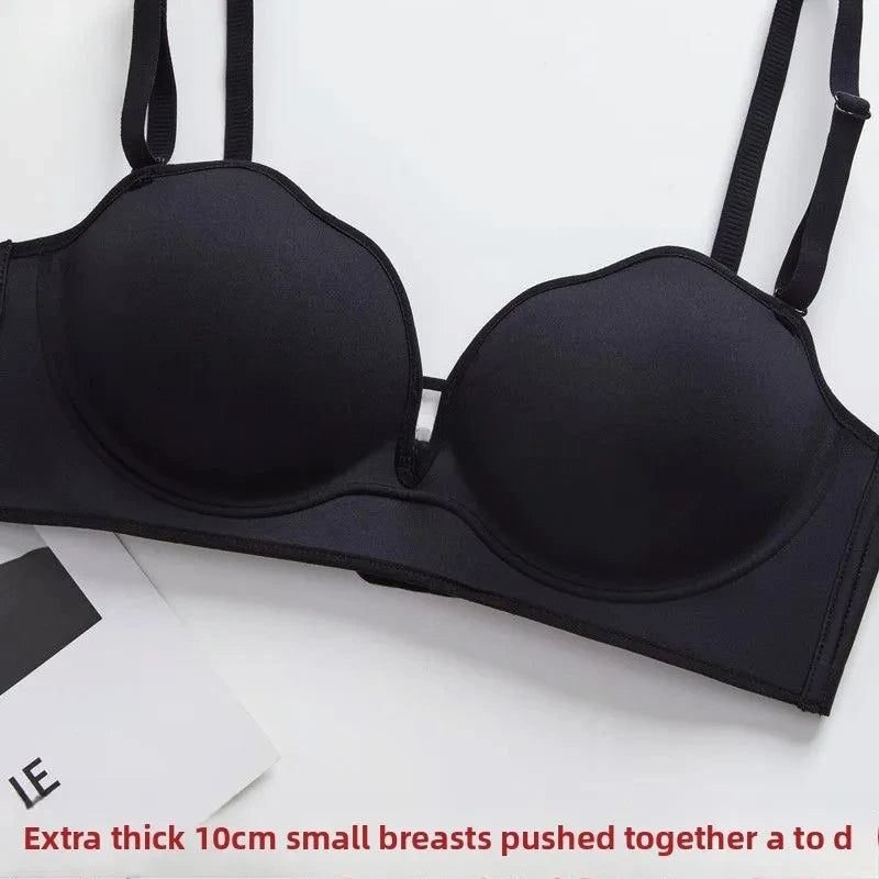 10cm Push Up Strapless Bra Extreme Lift for Small Bust Anti-Slip Silicone Grip Seamless Invisible Design Adhesive Free Plunge