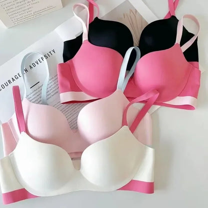 MOYISU 3D Push Up Seamless Bra T-Shirt Bra Wireless Comfort Bralette Plus Size S-XL Adjustable Straps Lightweight Color Blocking