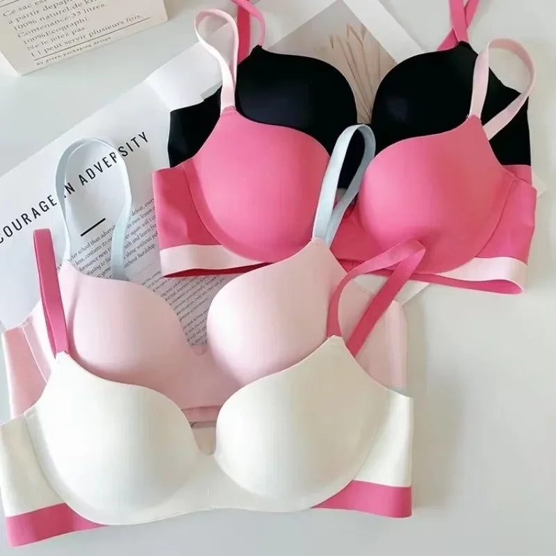 MOYISU 3D Push Up Seamless Bra T-Shirt Bra Wireless Comfort Bralette Plus Size S-XL Adjustable Straps Lightweight Color Blocking