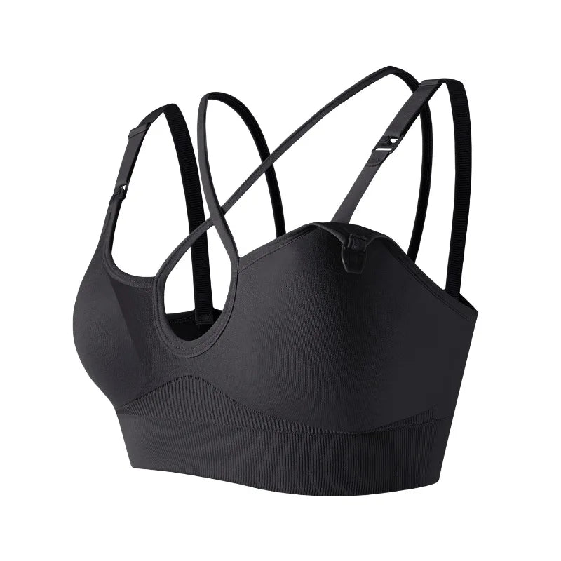 Maternity Women Cross Seamless Tank Nursing Bra With Removable Pads Yoga Sports Pregnant&postpartum Moms Bras For Breastfeeding