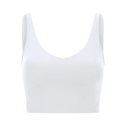 SHINBENE Women's V-neck Slimming Fitness Long-sleeve Padded Short-sleeve Sports Bra Yoga Bra Classic Athletic Tank Top