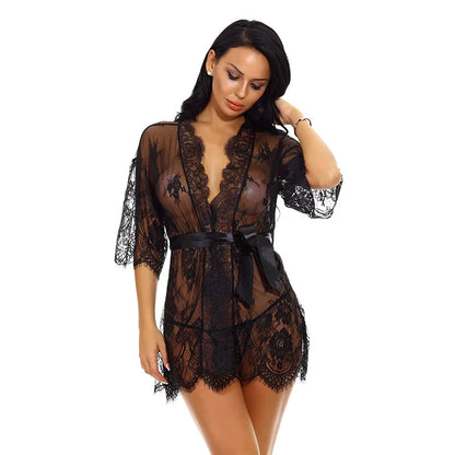 Lace Robes for Women Bridesmaid Gifes Sexy Lingerie See Through Sex Sleepwear Nightwear for Night Underwear Nightdress Bathrobe