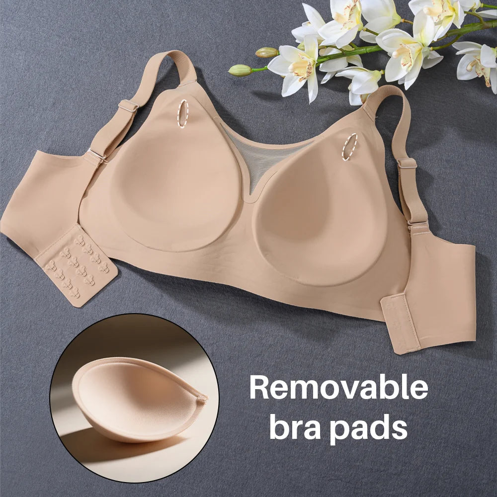 Women's Seamless Bras Ladies Thin Style Soft Removeable Pads Bra Wireless Underwear Comfortable Lingerie 3 Rows Adjustable Strap