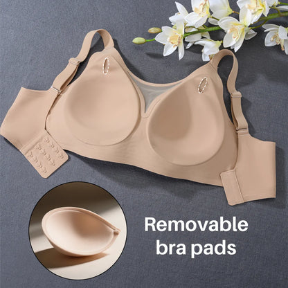 Women's Seamless Bras Ladies Thin Style Soft Removeable Pads Bra Wireless Underwear Comfortable Lingerie 3 Rows Adjustable Strap