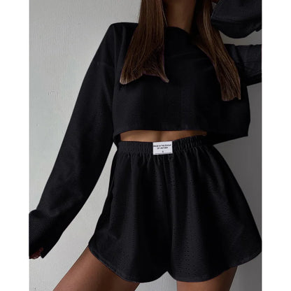 Women's Pajamas Set Sleepwear Spring Long Sleeve Tops With Shorts Home Clothes 2 Piece Sets Pyjama Femme Loungewear Pijama Mujer