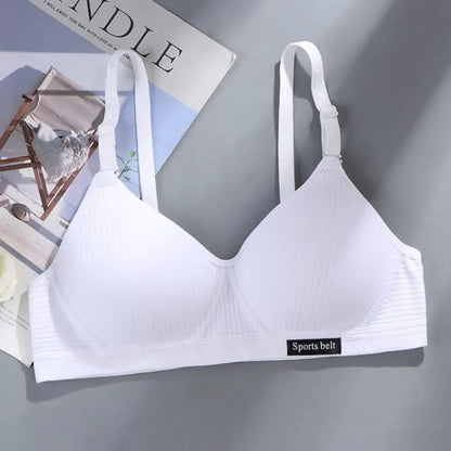 New Simple Cotton Girl Bra Underwear Student Bra Teen Thin Section Without Steel Ring Comfortable Sleep Bra Sports Vest
