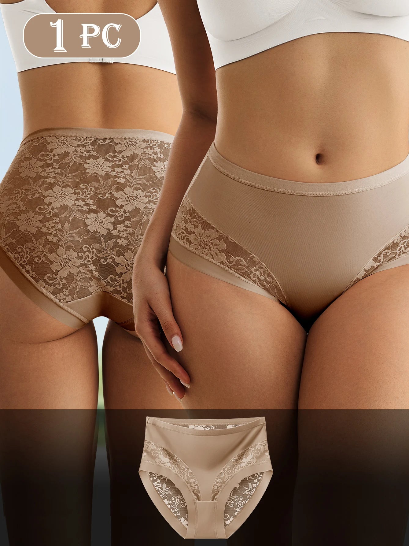 Women’s Lace Panties - Elegant Mesh Patchwork Design, Soft, Breathable, Comfortable for Date Nights & Everyday Wear