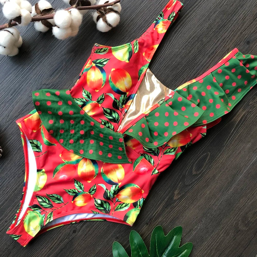 RUOTONGSEPT 2023 Women Swimsuit Strappy Bandege Swimwear Backless Sexy One Piece Ruffled Bikini Bathing Suit Beachwear Monokini