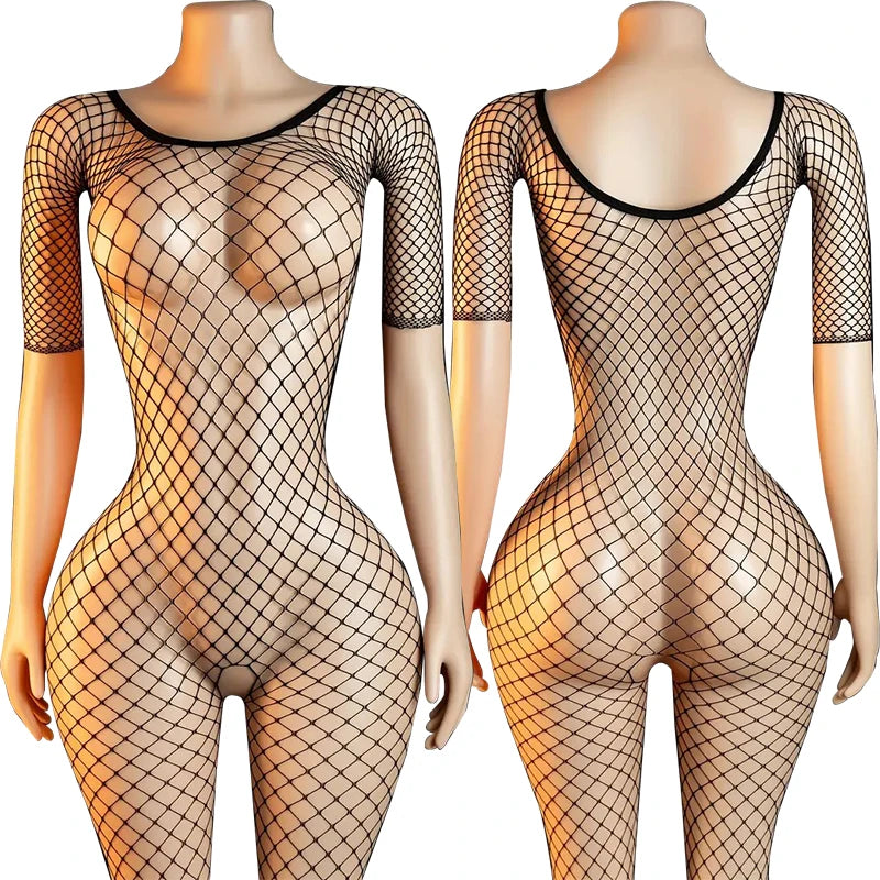 See Through Erotic Open Crotch Lingerie Women Mesh Hollow Bra Set Sexy Bodysuit Lace Rose Print Bodystockings Porn Underwear Set